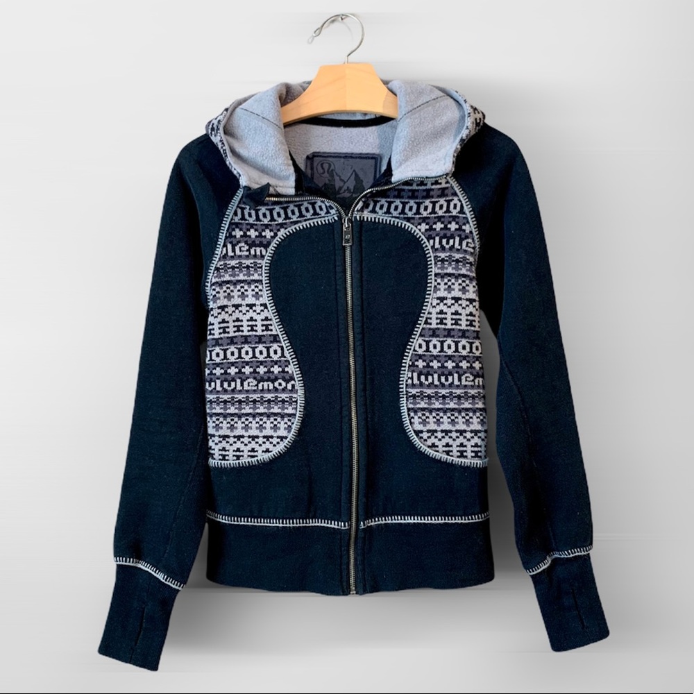 SOLD Lululemon RARE Special Edition Fair Isle Scuba Hoodie Black 6